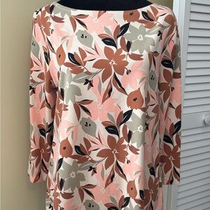 Ann Taylor Floral Top in Pink and Brown